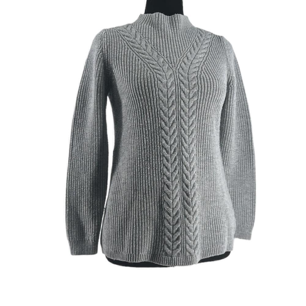 Talbots cable knit sweater wool blend warm cozy cabin cottage minimalist sz sm